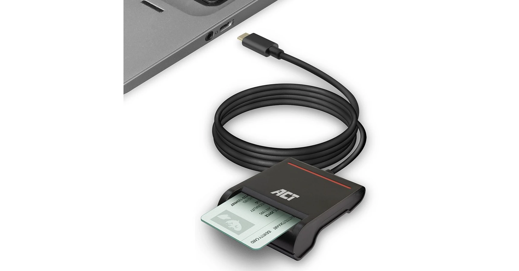 ACT AC6020 External USB-C Smartcard eID Card Reader Black - ACT - PCLAND