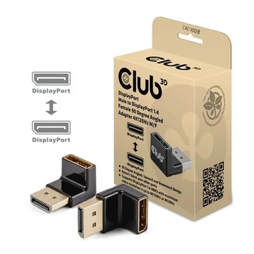 ADA Club3D DisplayPort Male to DisplayPort 1.4 Female 90 Degree Angled Adapter 4K120Hz M/F ADA Club3D DisplayPort Male to DisplayPort 1.4 Female 90 Degree Angled Adapter 4K120Hz M/F