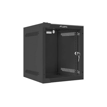 Lanberg 10" fali rack szekrény 6U/280X310, üvegajtó, lapraszerelt, fekete Lanberg 10" fali rack szekrény 6U/280X310, üvegajtó, lapraszerelt, fekete