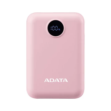 ADATA C100 Digital Display 10 000 mAh powerbank – USB, rózsaszín
