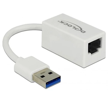 DeLock SuperSpeed USB3.2 Type-A male > Gigabit LAN 10/100/1000 Mbps compact adapter fehér
