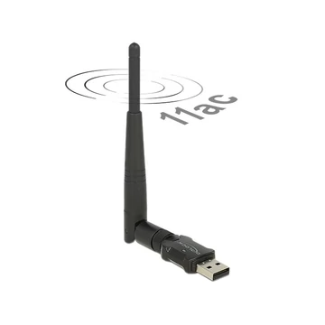 DeLock USB 2.0 Dual Band WLAN ac/a/b/g/n Stick 433 Mbps külső antennával