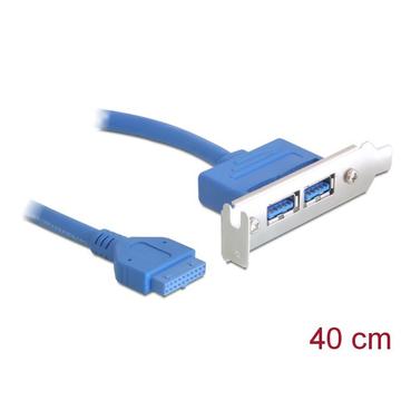 DeLock Slot bracket 1x19 pin USB 3.0 pin header female internal > 2x USB 3.0 Type-A female external DeLock Slot bracket 1x19 pin USB 3.0 pin header female internal > 2x USB 3.0 Type-A female external