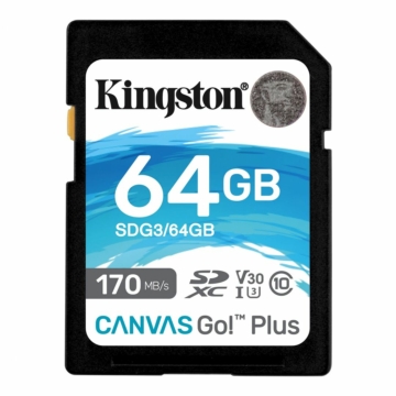 Kingston 64GB SDXC Canvas Go! Plus Class 10 170R C10 UHS-I U3 V30