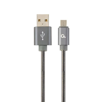 Gembird CC-USB2S-AMmBM-2M-BG microUSB Premium spiral metal charging and data cable 2m Metallic Grey Gembird CC-USB2S-AMmBM-2M-BG microUSB Premium spiral metal charging and data cable 2m Metallic Grey