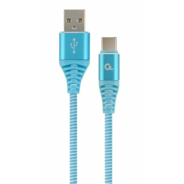 Gembird CC-USB2B-AMCM-1M-VW Premium cotton braided Type-C USB charging and data cable 1m Turquoise B