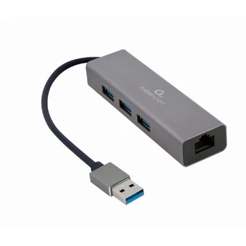 Gembird USB AM Gigabit network adapter With 3-port USB 3.0 Hub szürke