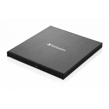 Verbatim External Slimline CD/DVD Writer with USB-C Connection Black BOX