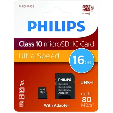 Philips 16GB microSDHC Class10 UHS-I U1 + adapterrel