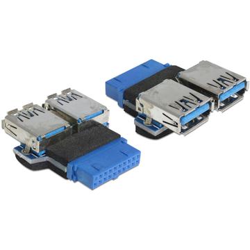 DeLock Adapter USB 3.0 pin header female > 2 x USB 3.0 female – parallel DeLock Adapter USB 3.0 pin header female > 2 x USB 3.0 female – parallel