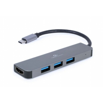 Gembird A-CM-COMBO2-01 USB Type-C 2-in-1 Multi-Port Adapter Space Grey