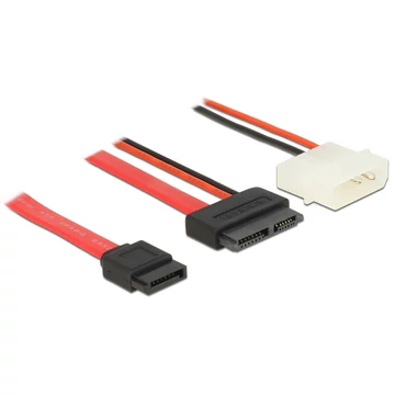 DeLock Cable SATA 6 Gb/s 7 pin receptacle + 4 pin power plug (5 V) > Slim SATA 13 pin receptacle 50c