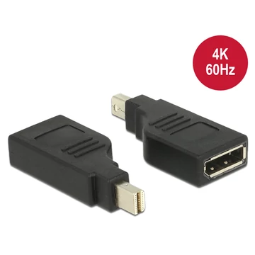 DeLock Adapter mini Displayport 1.2 male > Displayport female 4K 90° turned Black DeLock Adapter mini Displayport 1.2 male > Displayport female 4K 90° turned Black