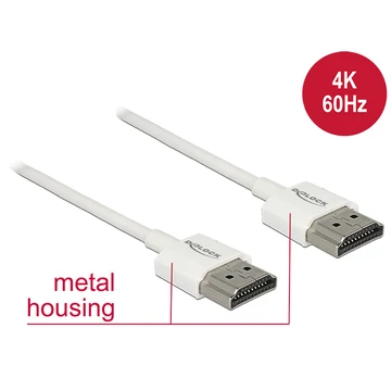 DeLock Cable High Speed HDMI with Ethernet - HDMI-A male > HDMI-A male 3D 4K 0,25m Slim High Quality DeLock Cable High Speed HDMI with Ethernet - HDMI-A male > HDMI-A male 3D 4K 0,25m Slim High Quality