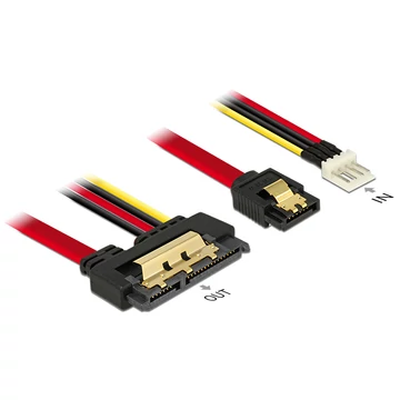 DeLock Cable SATA 6Gb/s 7pin receptacle+Floppy 4pin power male>SATA 22pin receptacle straight metal DeLock Cable SATA 6Gb/s 7pin receptacle+Floppy 4pin power male>SATA 22pin receptacle straight metal