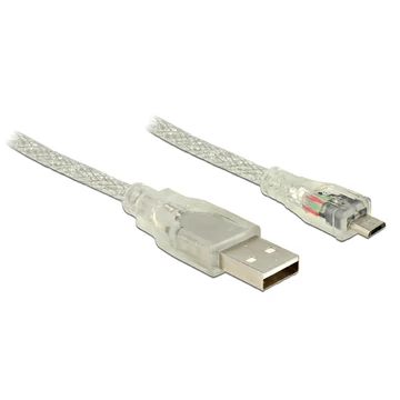 DeLock Cable USB 2.0 Type-A male > USB 2.0 Micro-B male 2m Transparent