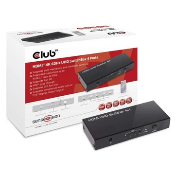 Club3D SenseVision HDMI 2.0 UHD 4 portos switchbox