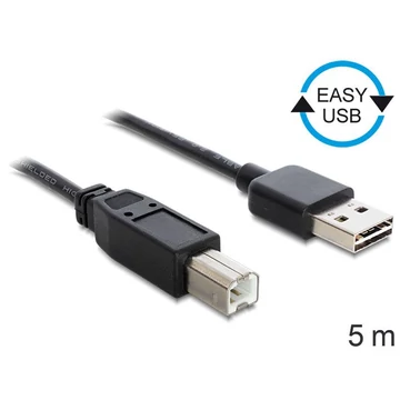 DeLock EASY-USB 2.0 Type-A male > USB 2.0 Type-B male 5m Black Cable