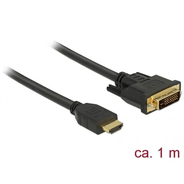 DeLock HDMI to DVI-D (Dual Link) (24+1) cable bidirectional 1m Black