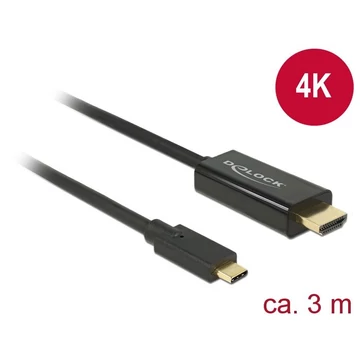 DeLock USB Type-C male > HDMI male (DP Alt Mode) 4K 30 Hz 3m cable Black DeLock USB Type-C male > HDMI male (DP Alt Mode) 4K 30 Hz 3m cable Black