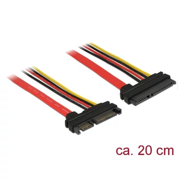 DeLock Extension SATA 6 Gb/s 22 pin plug > SATA 22 pin receptacle (5V + 12V) 20cm cable DeLock Extension SATA 6 Gb/s 22 pin plug > SATA 22 pin receptacle (5V + 12V) 20cm cable