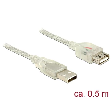 DeLock Extension cable USB 2.0 Type-A male > USB 2.0 Type-A female 0,5m transparent DeLock Extension cable USB 2.0 Type-A male > USB 2.0 Type-A female 0,5m transparent