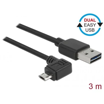 DeLock EASY-USB 2.0 Type-A male > EASY-USB 2.0 Type Micro-B male angled left/right 3m Black DeLock EASY-USB 2.0 Type-A male > EASY-USB 2.0 Type Micro-B male angled left/right 3m Black