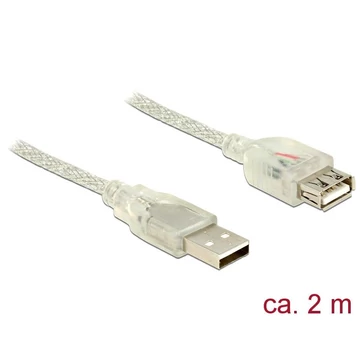 DeLock Extension cable USB 2.0 Type-A male > USB 2.0 Type-A female 2m Transparent DeLock Extension cable USB 2.0 Type-A male > USB 2.0 Type-A female 2m Transparent