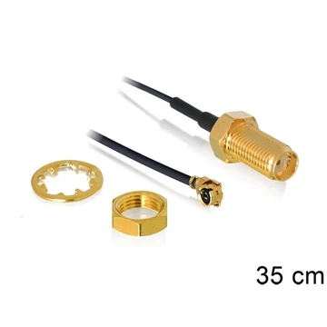 DeLock Antenna Cable SMA jack bulkhead to MHF® I plug 1.37 35cm thread length 10mm DeLock Antenna Cable SMA jack bulkhead to MHF® I plug 1.37 35cm thread length 10mm