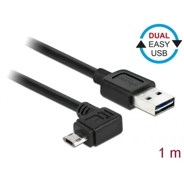 DeLock EASY-USB 2.0 Type-A male > EASY-USB 2.0 Type Micro-B male angled left/right 1m cable Black DeLock EASY-USB 2.0 Type-A male > EASY-USB 2.0 Type Micro-B male angled left/right 1m cable Black
