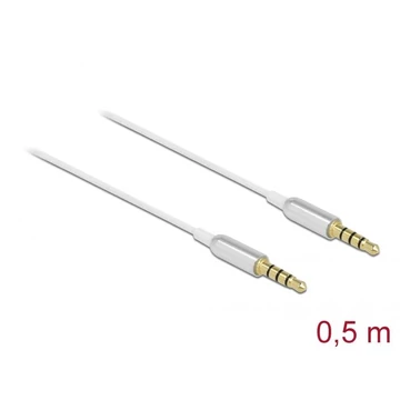 DeLock Stereo Jack Cable 3.5mm 4 pin male to male Ultra Slim 0,5m White DeLock Stereo Jack Cable 3.5mm 4 pin male to male Ultra Slim 0,5m White