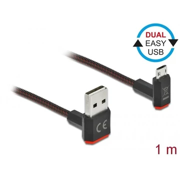 DeLock EASY-USB 2.0 Cable Type-A male to EASY-USB Type Micro-B male angled up/down 1m Black DeLock EASY-USB 2.0 Cable Type-A male to EASY-USB Type Micro-B male angled up/down 1m Black
