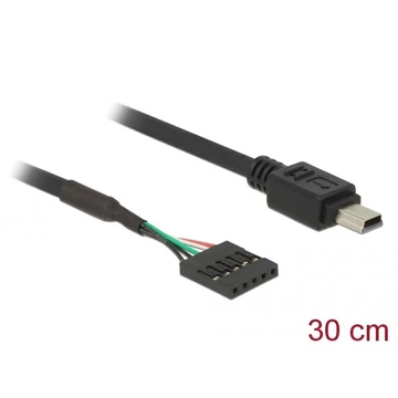 DeLock USB 2.0 pin header female 5 pin > USB 2.0 Type Mini-B male cable 0,3m Black DeLock USB 2.0 pin header female 5 pin > USB 2.0 Type Mini-B male cable 0,3m Black