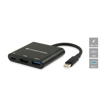 Conceptronic DONN01B 3in1 USB3.2 Gen 1 Docking Station Black