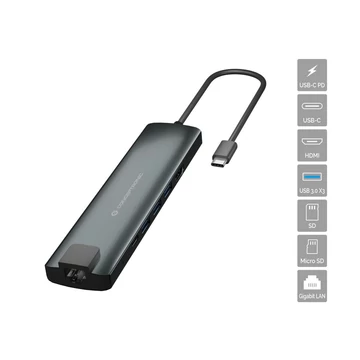 Conceptronic DONN06G 9in1 USB3.2 Gen 1 Docking Station Grey