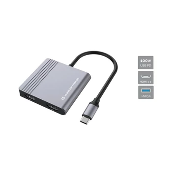 Conceptronic DONN13G 4in1 USB3.2 Gen 1 Docking Station Grey