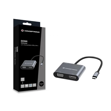 Conceptronic DONN16G 4in1 USB3.2 Gen 1 Docking Station Grey