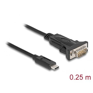 DeLock Adapter USB Type-C to 1 x Serial RS-232 D-Sub 9 pin male with screws 0,25m Black DeLock Adapter USB Type-C to 1 x Serial RS-232 D-Sub 9 pin male with screws 0,25m Black