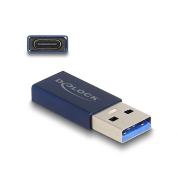 DeLock USB 10 Gbps Adapter USB Type-A male to USB Type-C active female Blue DeLock USB 10 Gbps Adapter USB Type-A male to USB Type-C active female Blue