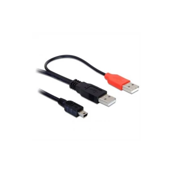 DeLock Cable 2 x USB2.0-A male > USB mini 5-pin 1m Black