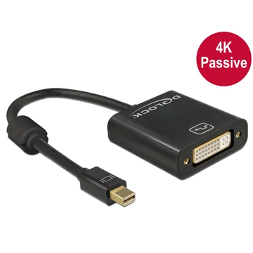 DeLock mini Displayport 1.2 male to DVI-I (Dual Link) (24+5) female 4K passzív Black átalakító DeLock mini Displayport 1.2 male to DVI-I (Dual Link) (24+5) female 4K passzív Black átalakító