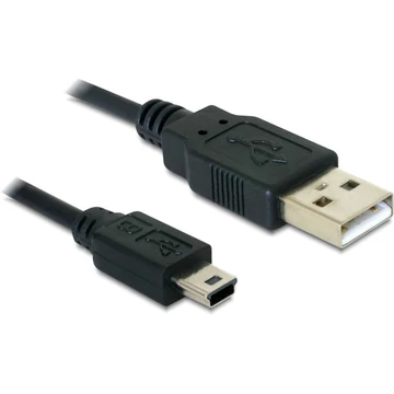 DeLock USB2.0-A > USB mini-B 5 pin male/male cable 1m Black