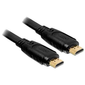 DeLock High Speed HDMI-kábel típusú Ethernet – HDMI A dugós > HDMI A dugós lapos 2m Black DeLock High Speed HDMI-kábel típusú Ethernet – HDMI A dugós > HDMI A dugós lapos 2m Black