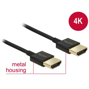 DeLock HDMI-A > HDMI-A 3D 4K 1,5m Slim Black