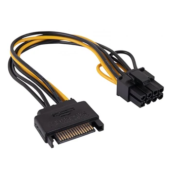 Kábel Akyga SATA tápkábel/ PCI-Express 6+2pin átalakító