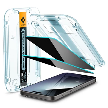 Spigen iPhone 15 Pro Screen Protector EZ FIT GLAS.tR Privacy Transparency (2 Pack) Spigen iPhone 15 Pro Screen Protector EZ FIT GLAS.tR Privacy Transparency (2 Pack)
