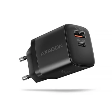 AXAGON ACU-PQ20 PD3.0 & QC4+ dupla kimenetű hálózati töltő 20W fekete