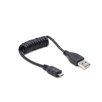 Gembird CC-MUSB2C-AMBM-0.6M coiled microUSB kábel 0,6m fekete