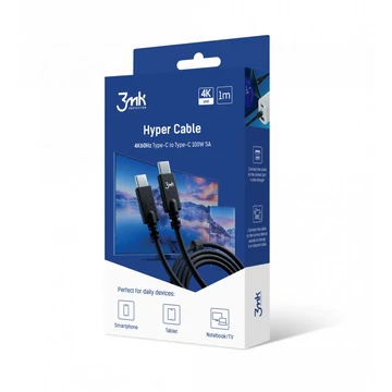 3mk Hyper USB-C kábel 4k60Hz 100W 1m fekete