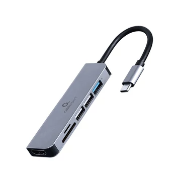 Gembird A-CM-COMBO6-02 USB Type-C 6-in-1 Multi-Port Adapter szürke
